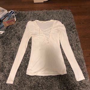 White criss cross long sleeve